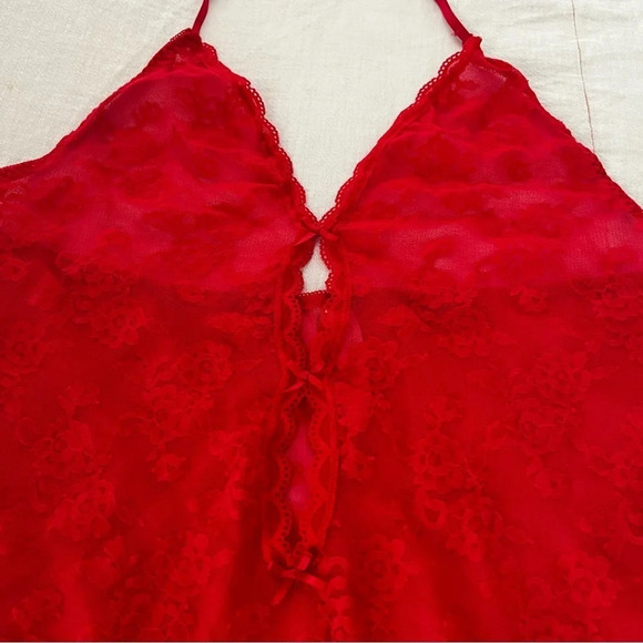 ☀️VTG VICTORIA’S SECRET Lace Bow Detail Halter Sexy Thong Bodysuit - Picture 4 of 8